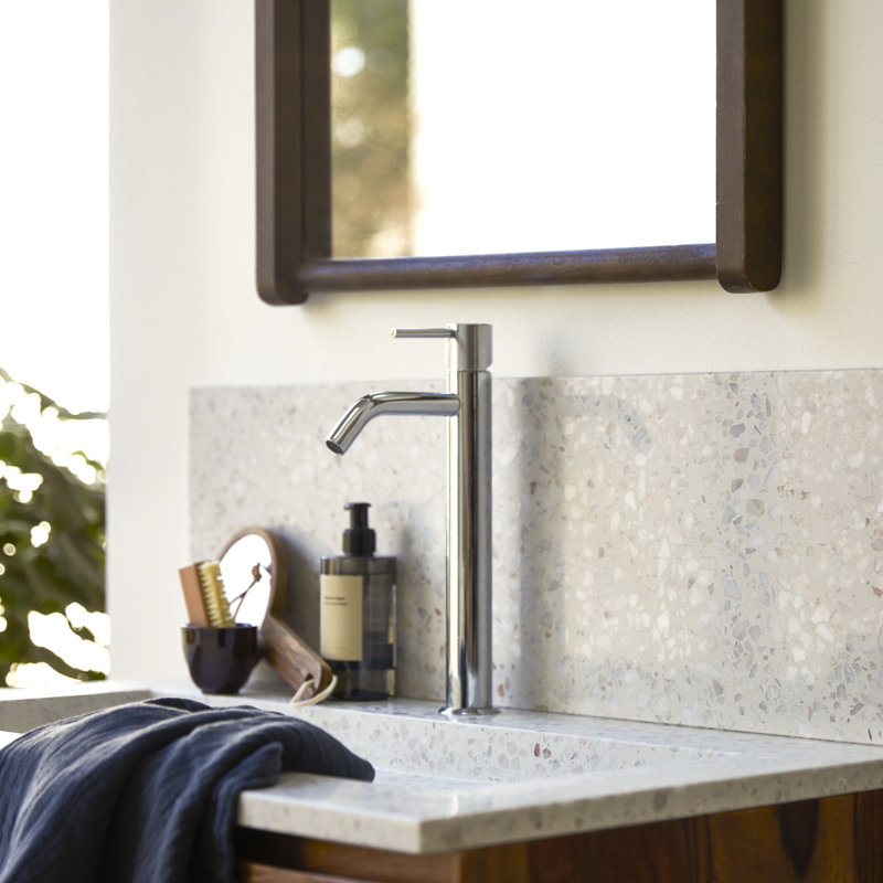 Ava Premium Terrazzo Bathroom Vanity Top, Moon White, 100 cm x 25 cm