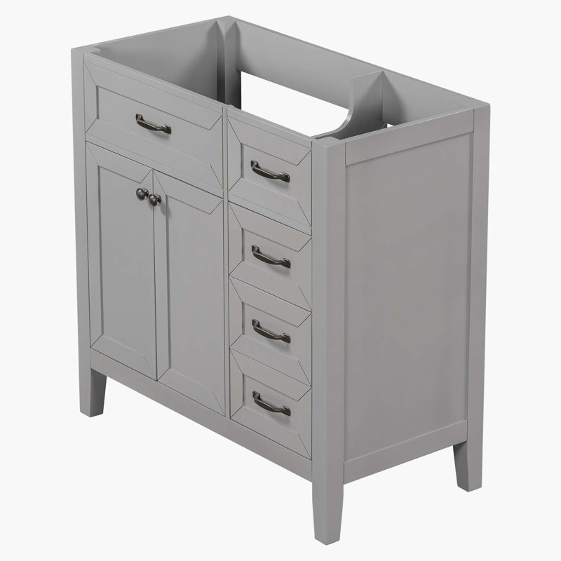 Charmant meuble-lavabo avec tiroirs et grand espace de rangement, Gris