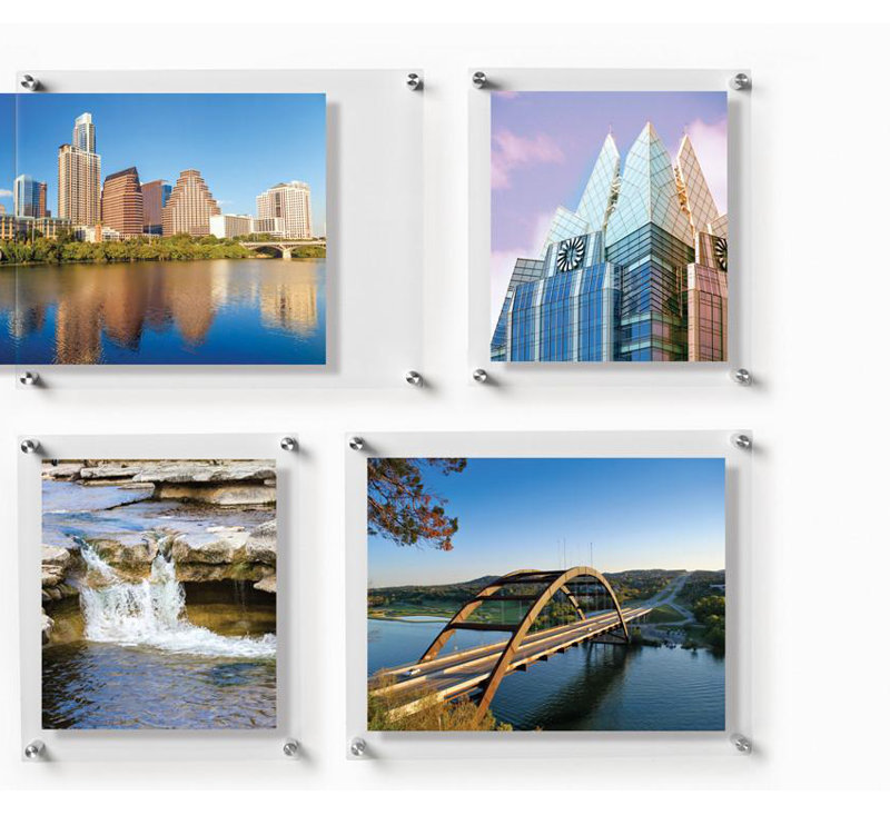 4 Piece Quattro Double Panel Float Picture Frame Set, Silver