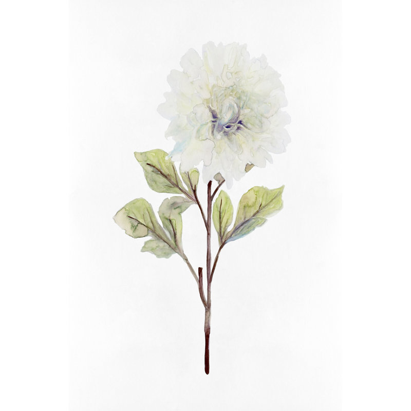 White Blossom I - Painting, 46cm H x 30cm W, Black Floater Framed