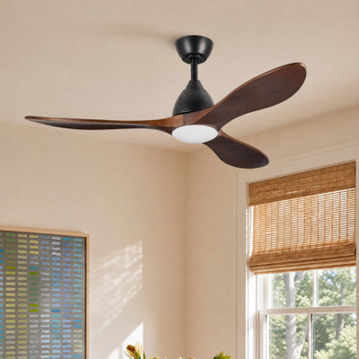  3-Blade Modern Farmhouse Smart LED Ceiling Fan with Dimmable Light in Dark Walnut