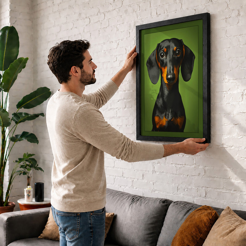 Dachshund Gaze Modern - Framed Print, Unframed, A2 - 59.4 x 42.0 cm