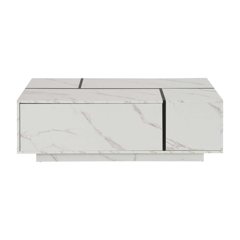 Rectangular Sliding Top Coffee Table With 2 Drawers And 2 Hidden Storage
