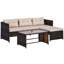 Ensemble modulaire d'extérieur 3 pièces - Patio avec méridienne, coussins, table en verre, utilisation toutes saisons, siège confortable beige, plateau de table trempé,