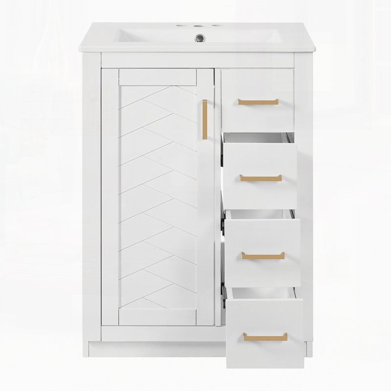 Meuble-lavabo 24 po avec lavabo en céramique, Blanc