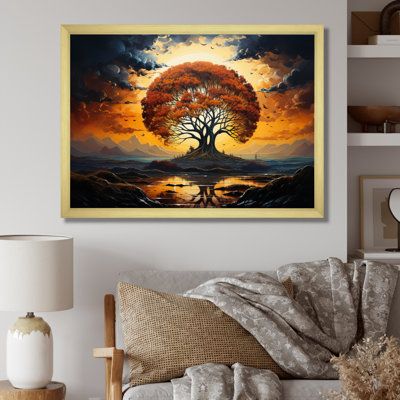 Yellow Orange Oak Tree Rooted Strength - Floral Wall Decor