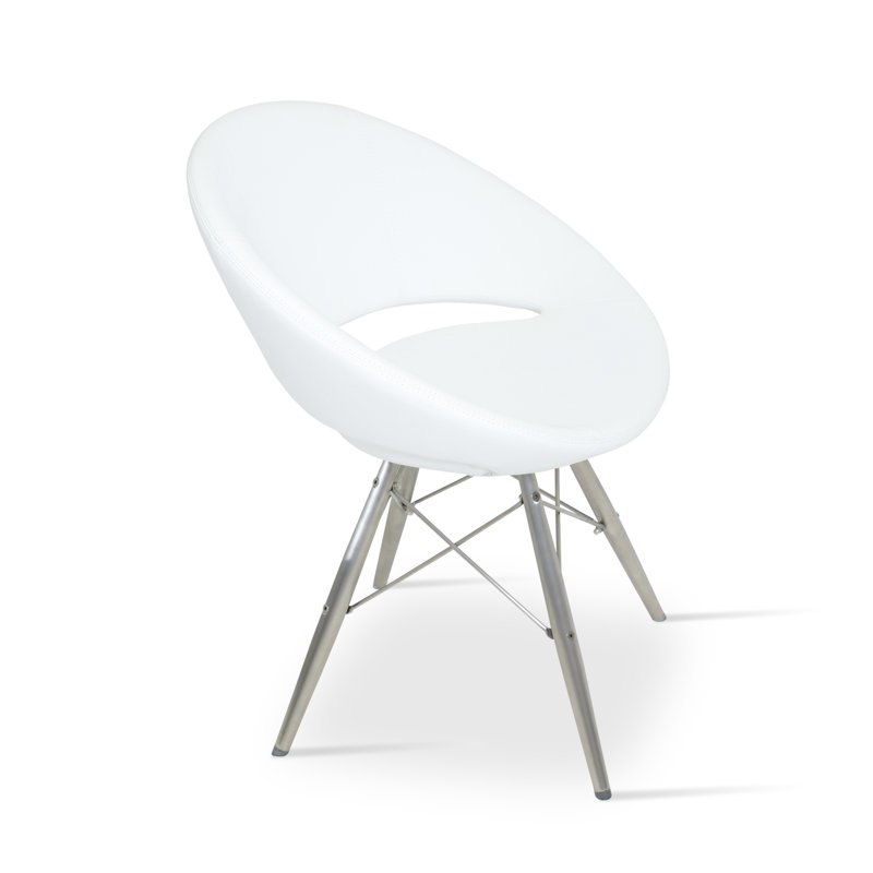 Fauteuil Papasan large de 23,75 po Crescent, Blanc, Similicuir os, Acier inoxydable