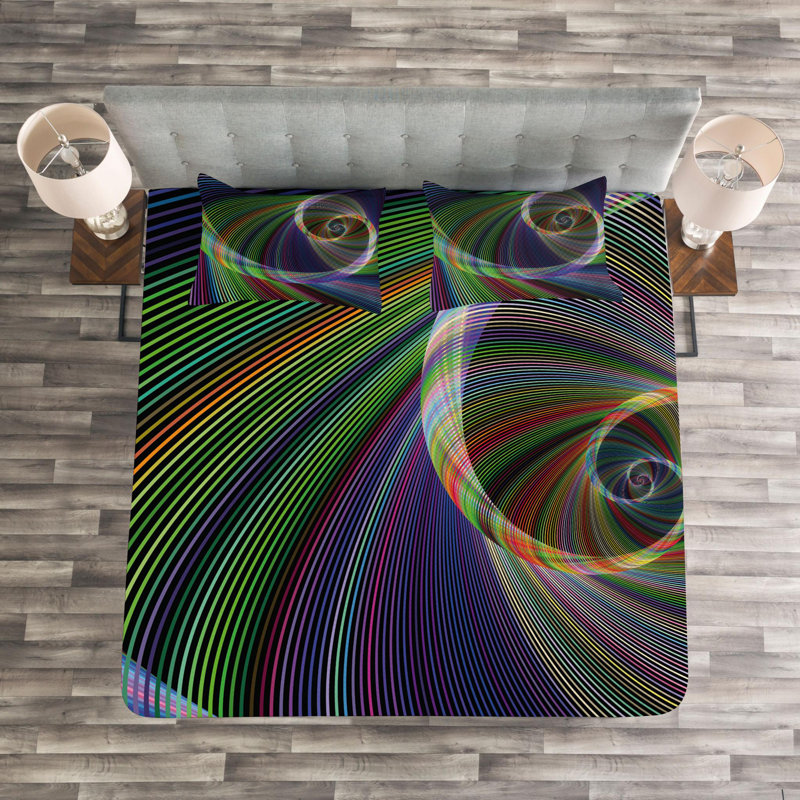 Modern & Contemporary Abstract Coverlet, Queen Coverlet + 2 Shams