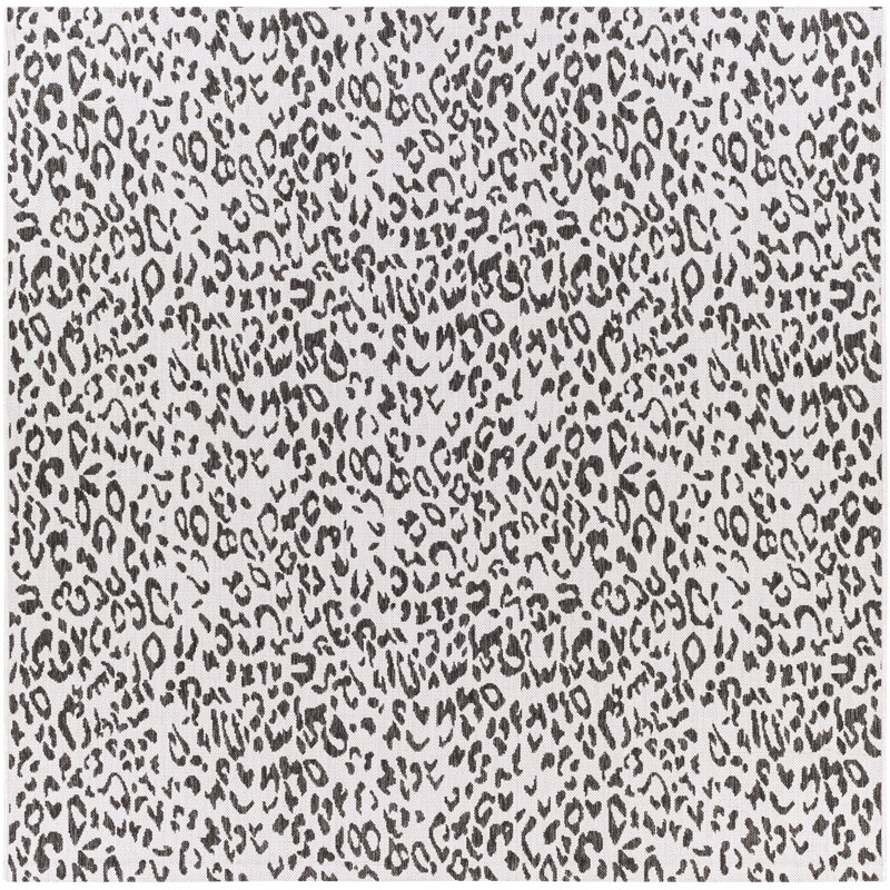 Tapis intérieur / extérieur noir / beige Gainell, Carré 8 pi