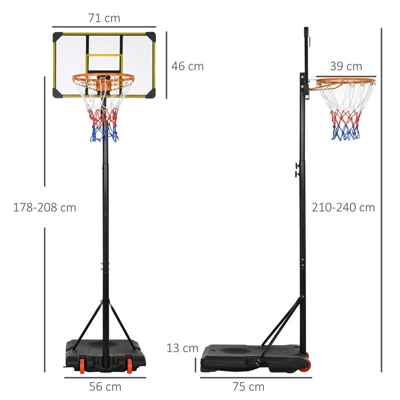 HOMCOM Adjustable Height 71cm W Mounted Basketball Hoop