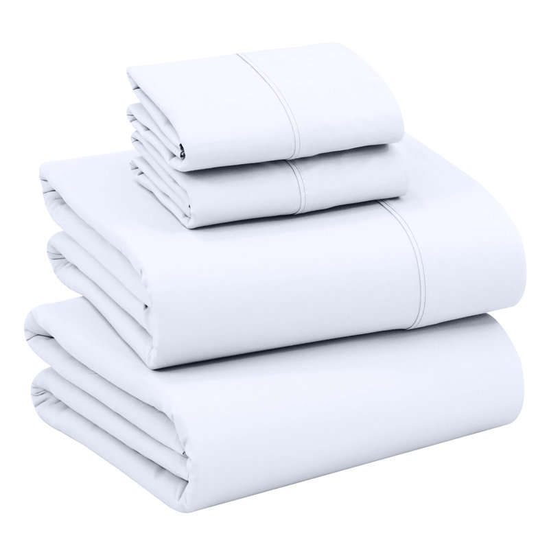 100% Cotton Sheets Sets Soft Crispy Percale Cooling Sheets 16 Inch Deep Pocket Bed Sheets, Brilliant White