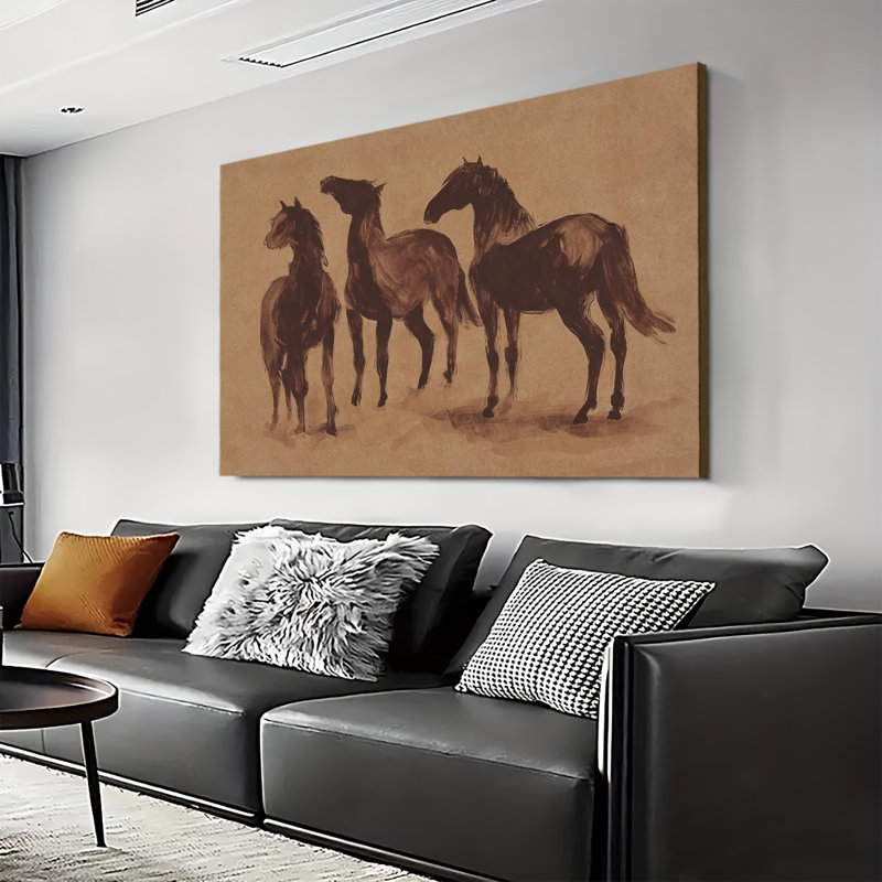 «Three Horses» sépia, 24x32in