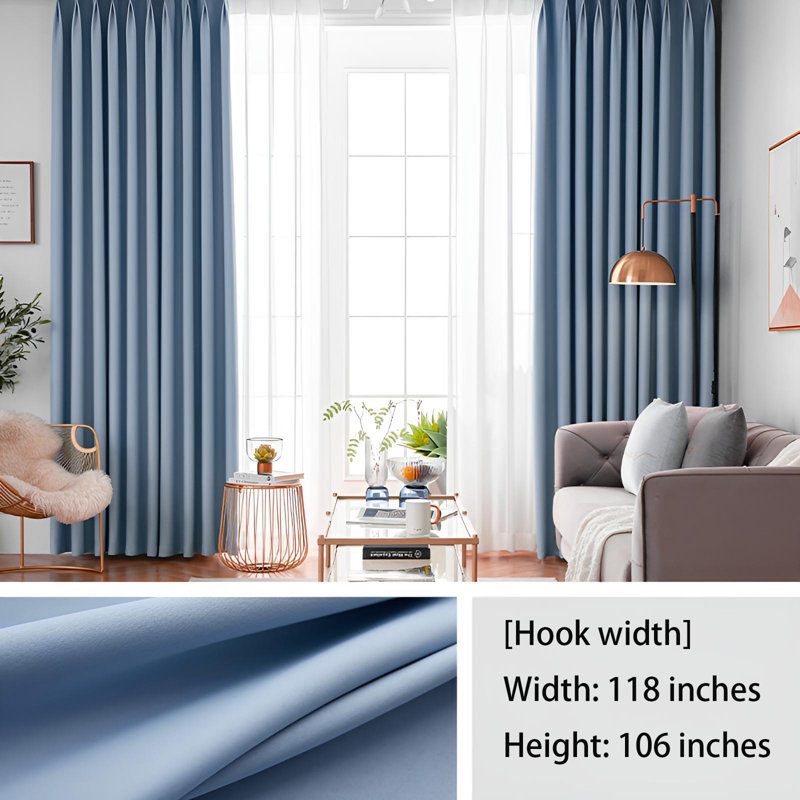 Blackout Bedroom Window Curtains With Heat Insulation, Sun Protection, And Light Blocking Features, 116" W x 106.3" L