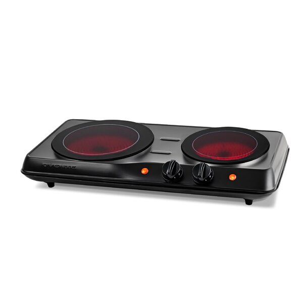 Ovente 1700W Double Hot Plate Electric Countertop Infrared Stove - Black