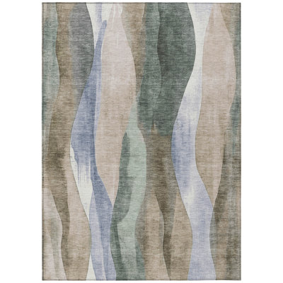 Machine Washable Indoor/Outdoor Xhevrie Beige Rug