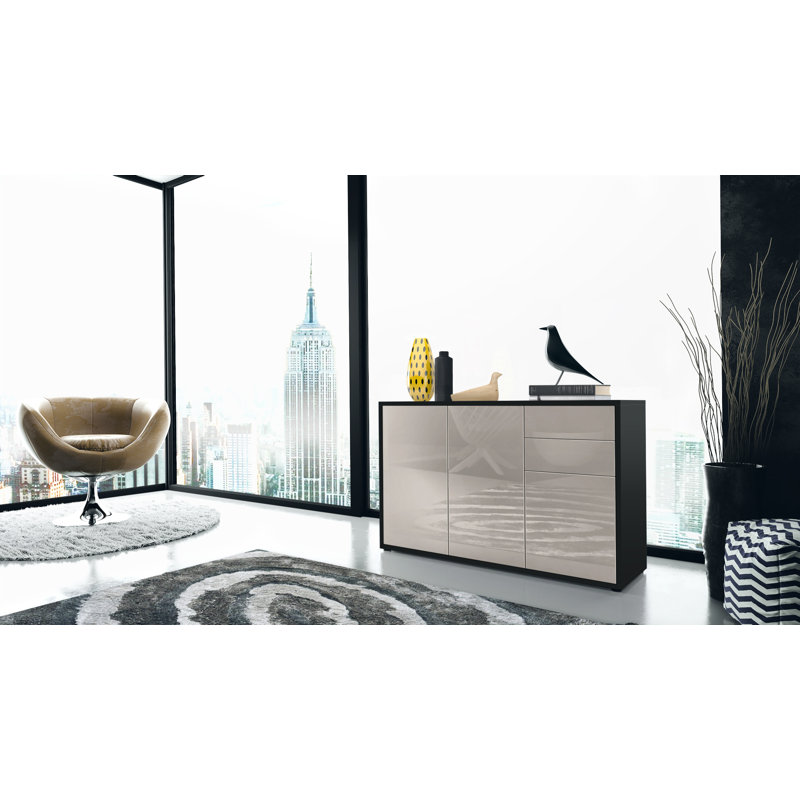 Mcdevitt 117cm Sideboard, Black (Matt)/Sand Grey (Glossy)