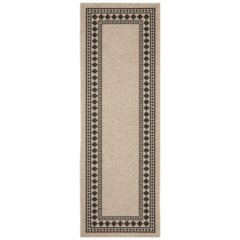 Modern Easy Jute Rug Machine Washable Geometric Bordered Indoor Outdoor Carpet with Non-Slip Backing, Non-Shedding Floor Cover for Backyard, Bedroom, Patio