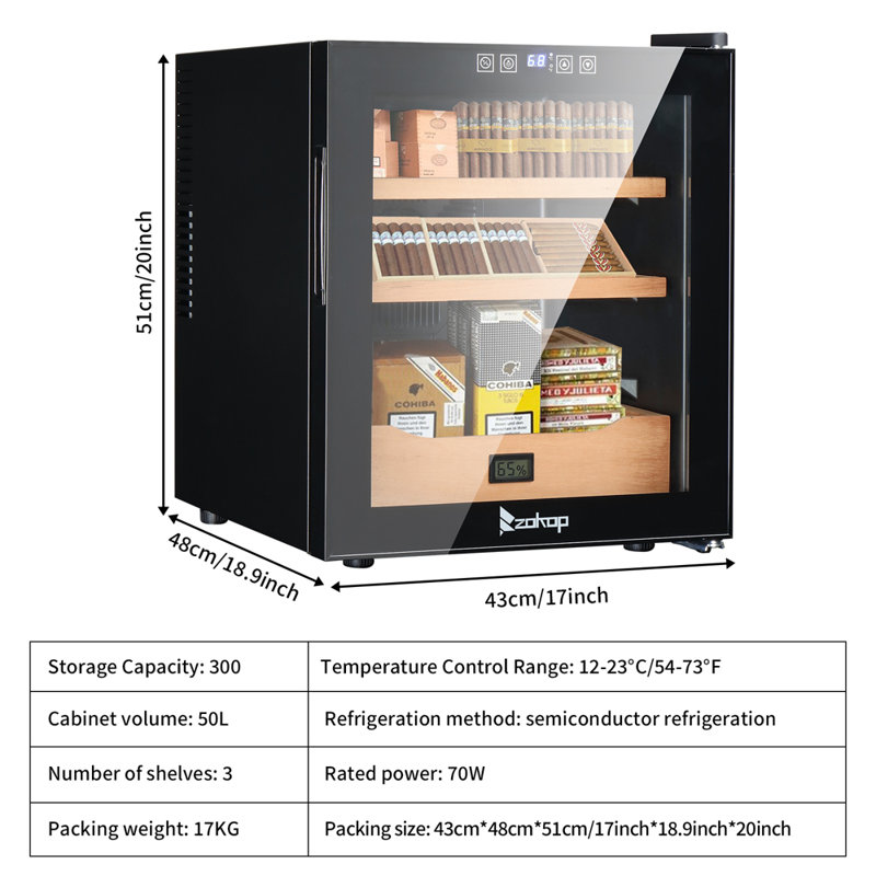 Cave à cigares électrique 25L avec hygromètre, H 20 po x l 17 po x P 18,7 po