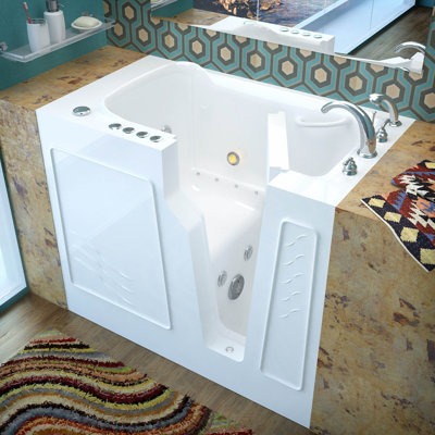 Prairie 45.75'' x 26'' Walk-in Fiberglass Bathtub with Faucet