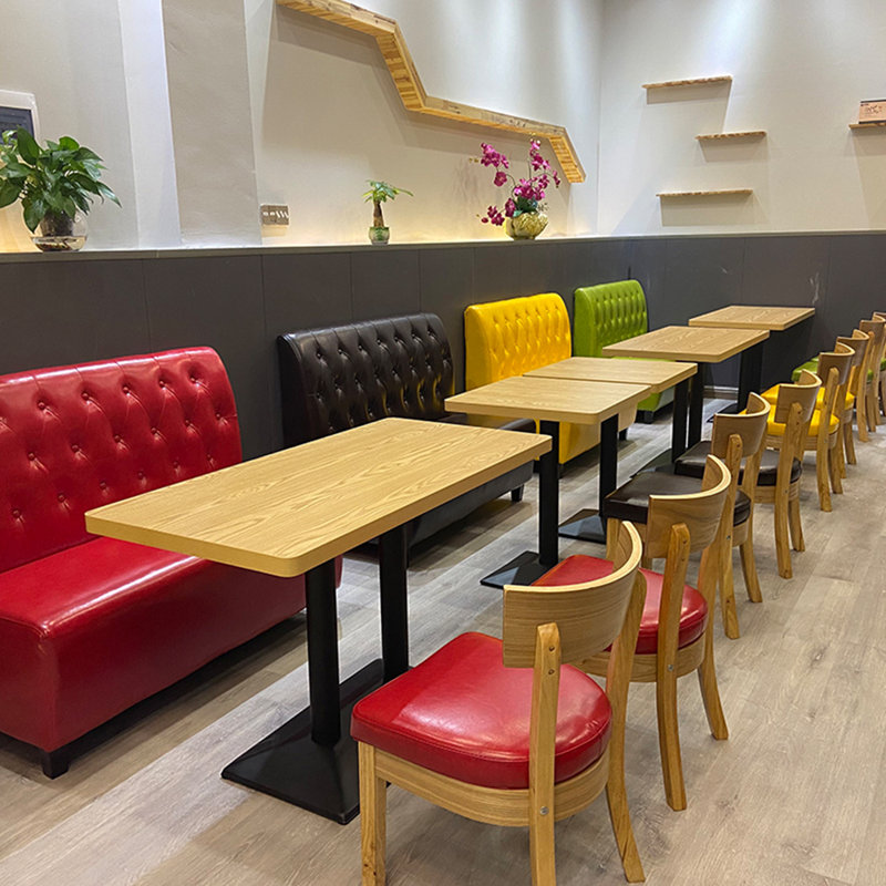 Retro Simple Restaurant Dessert Shop Cafe Benches Faux Leather Upholstered Bench, Green