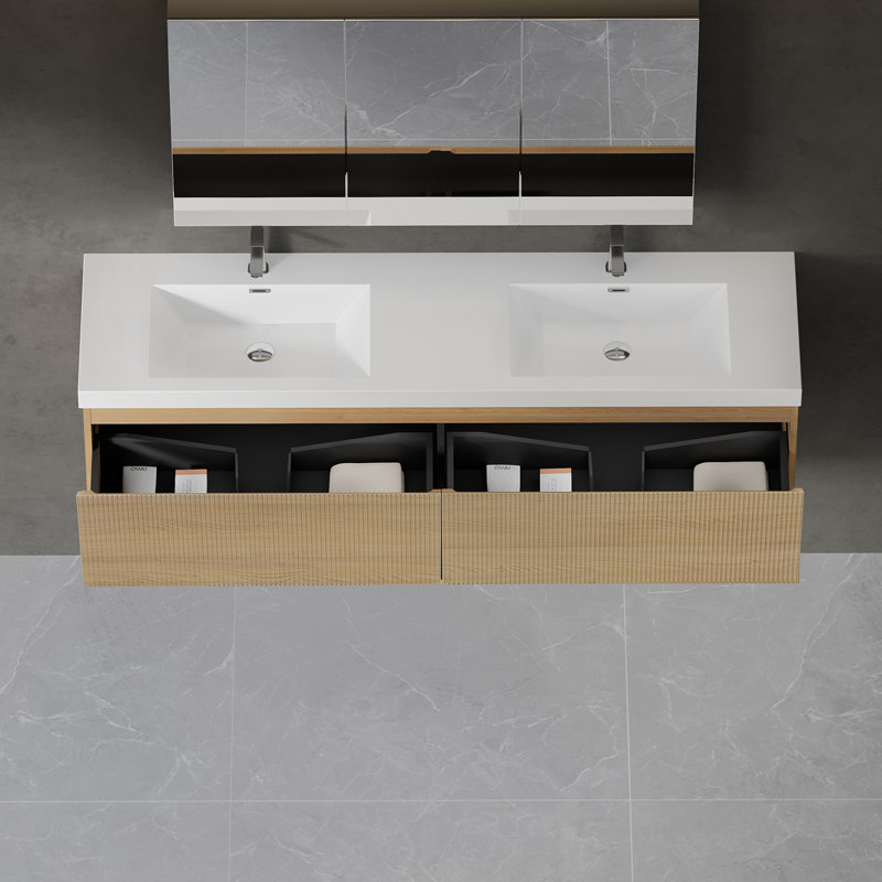 Ensemble de meuble-lavabo mural 72 po avec lavabo flottant 72 po.