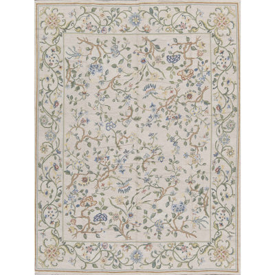 Tapis beige noué à la main de haute qualité