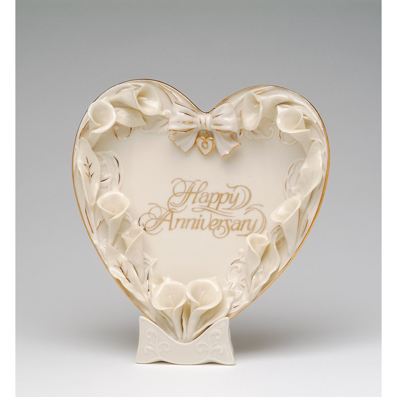 Assiette en porcelaine fine « Joyeux anniversaire » avec support - 15 cm de hauteur