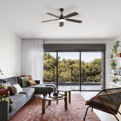 Ventilateur de plafond moderne à 5 pales avec lumière DEL et télécommande Derick