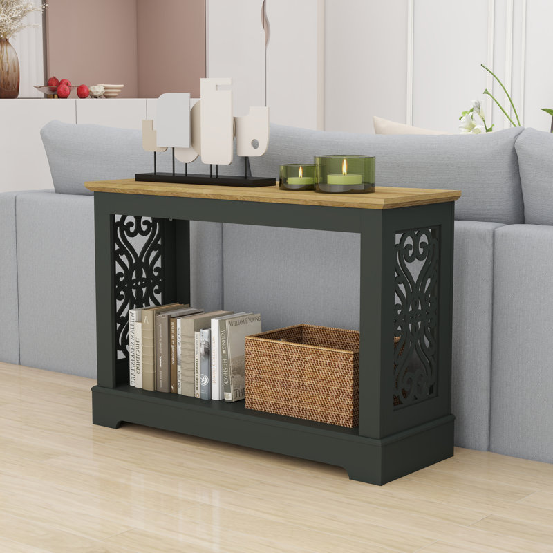 Korbin 42'' Console Table, Kale Green/Reviera Eichi