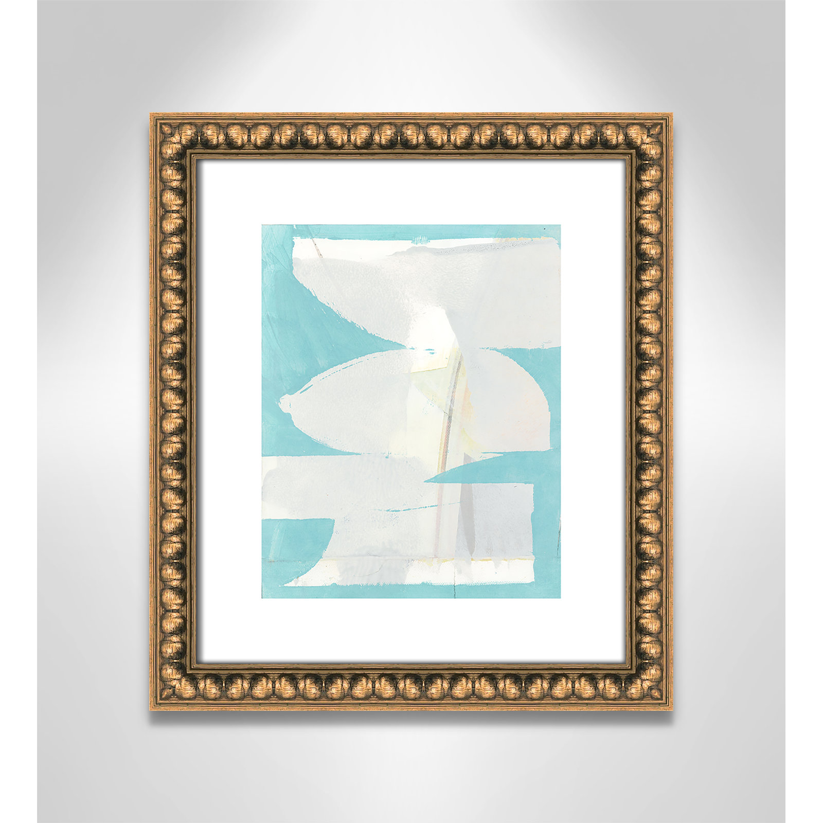 Nara "Carve I" Painting, 16" H x 14" W x 1.13" D, Gold Bead Framed Paper