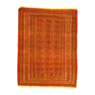 Tekke Wool Southwestern Area Rug in Rust/Beige