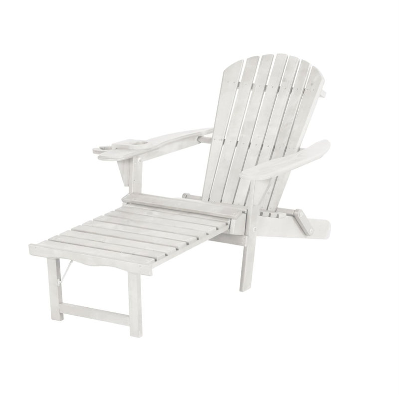 Chaise Adirondack pliante en bois massif avec repose-pieds Cirencester, Blanc