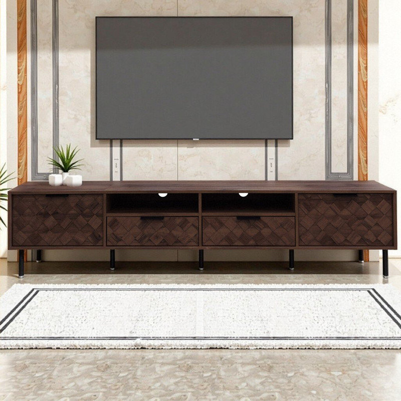 78 Inch Entertainment Console Stand For TVs Up To 85, Soft-Close Doors, Cable Management