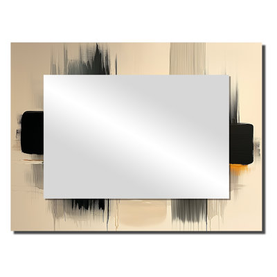 Black Yellow Boundless Reverie Minimalism - Abstract Mirror Wall Decor - Printed On Metal