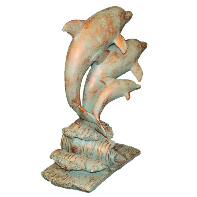 Life's a Beach Jumping Dolphin Statue, Bronze Patina