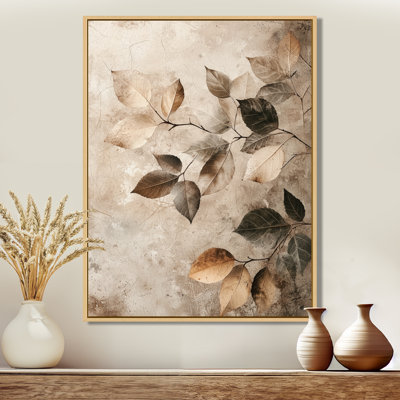 Taupe feuilles mosaïque collage IV - feuilles, art mural