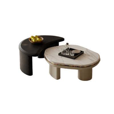 2-Piece Coffee Table Set with Marble Top