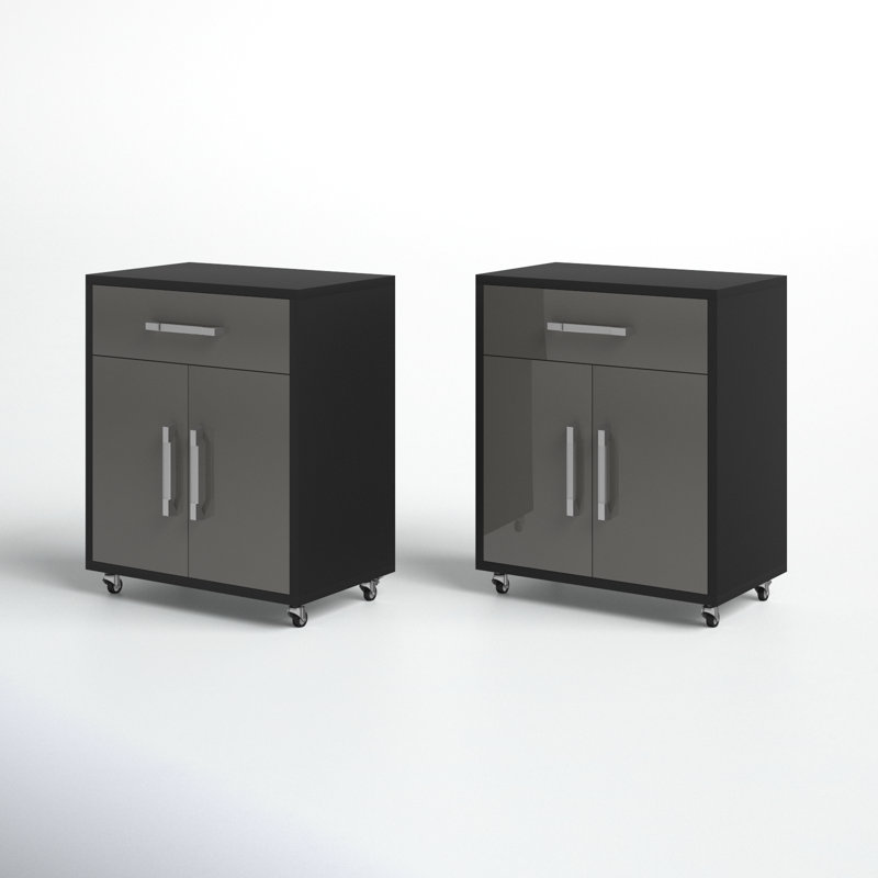 Aseem 2 Piece Single Storage Cabinet ( 34.41'' H x 56.7'' W x 17.72'' D), Black/Gray