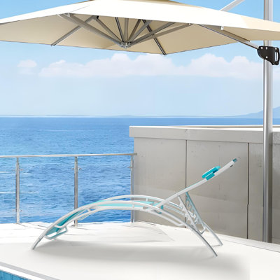 Ensemble de 2 chaises longues d'extérieur en aluminium avec dossiers et accoudoirs réglables, chaises en tissu toutes saisons - portables