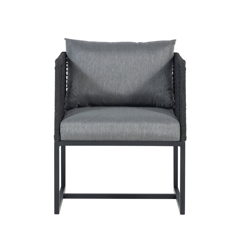 Metal Outdoor Dining Armchair with Cushions