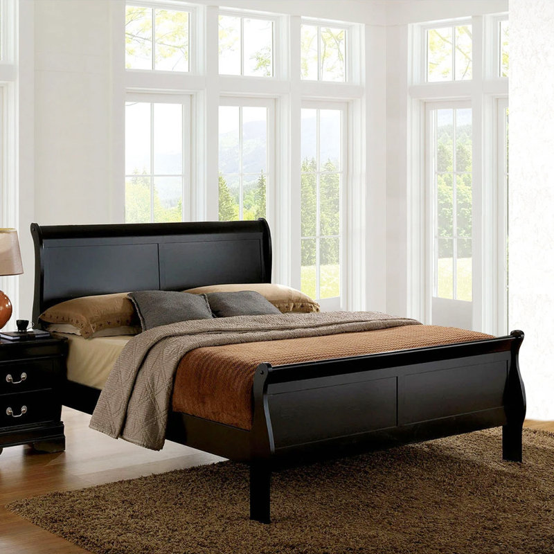 Chambre à coucher Louis Philippe III au fini noir, Noir