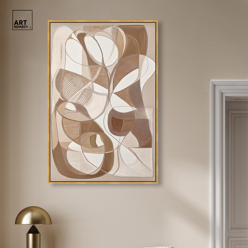 Toile «Mocha Dream» par Art Remedy, H 46 po x l 31 po, Cadre flottant, Or