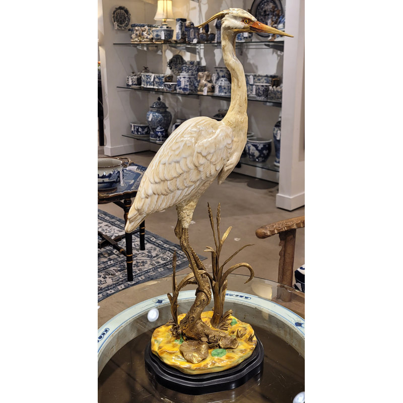 Porcelain Shore Bird with Bronze Ormolu Base