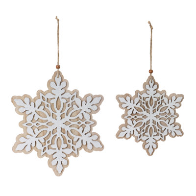 7.75'' Wood Snowflakes Holiday Shaped Ornament