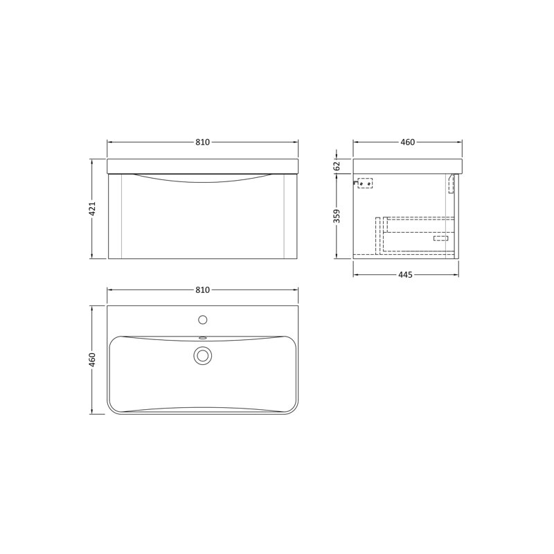 Lunar Bathroom Vanity, Satin Blue, 80.7 cm W