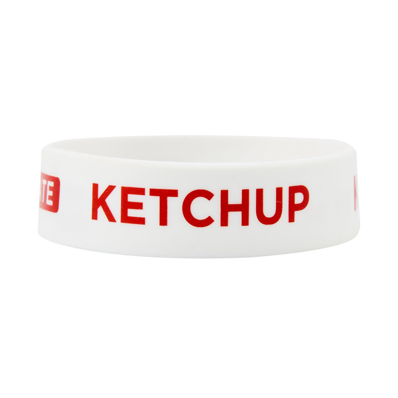  Bande d'identification en silicone pour bouteille à presser en silicone de 10 unités de 2,75 pouces allant au lave-vaisselle, bande blanche anti-dérapante Ketchup