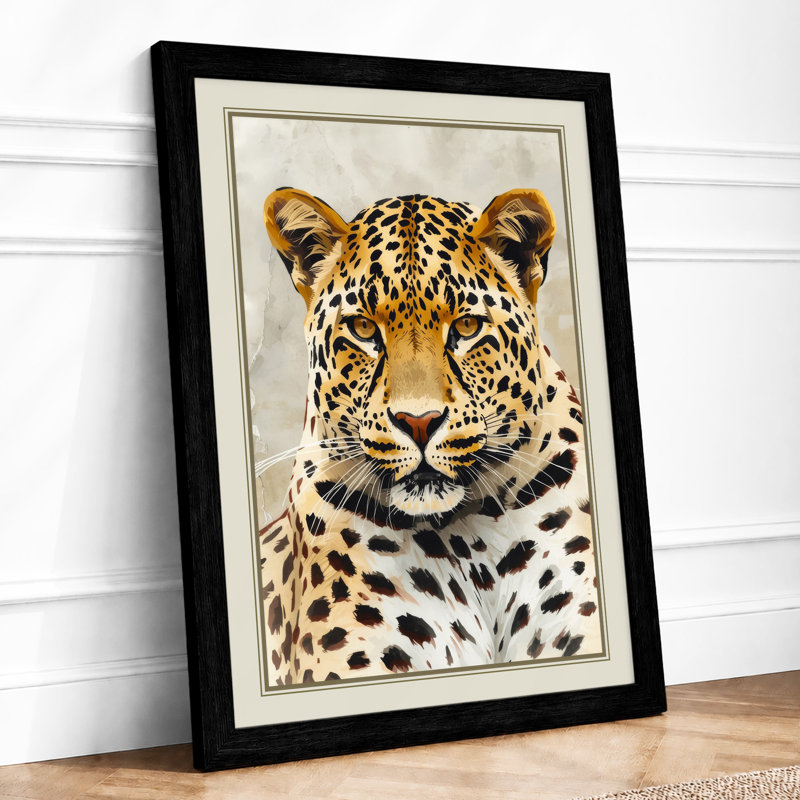 Leopard Portrait Boho - Framed Print, A4 - 29.7 x 21.0 cm, Black