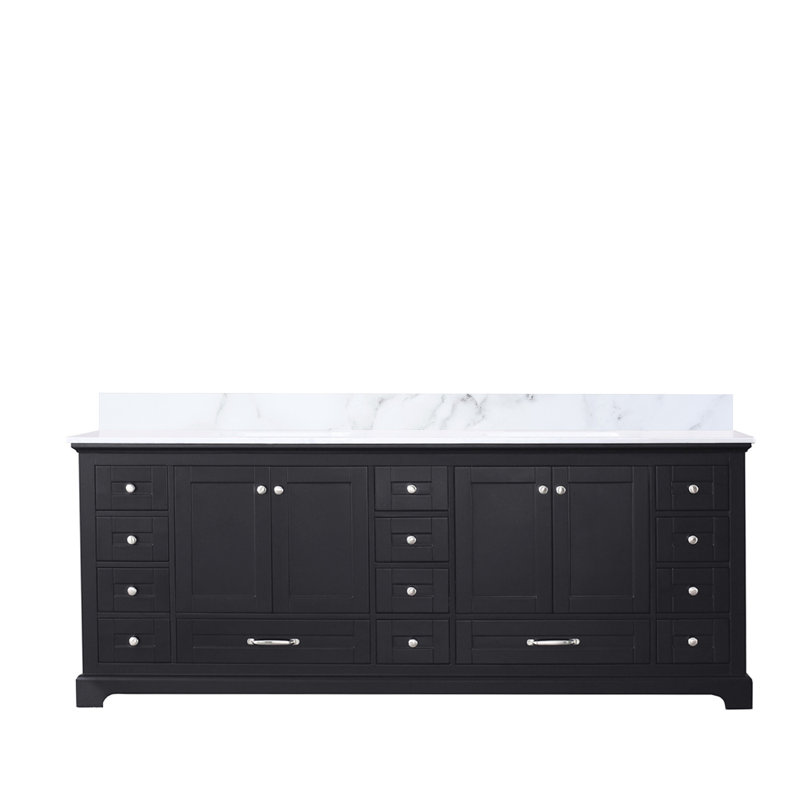 84 po L x P 22 po Meuble-lavabo double avec comptoir en marbre - fabrication en bois massif, 14 tiroirs, 2 armoires, fermeture en douceur, comptoir à gratter et à teindre, 8 robinets, comptoir durable de 84 po à 22 po, cadre et tiroirs