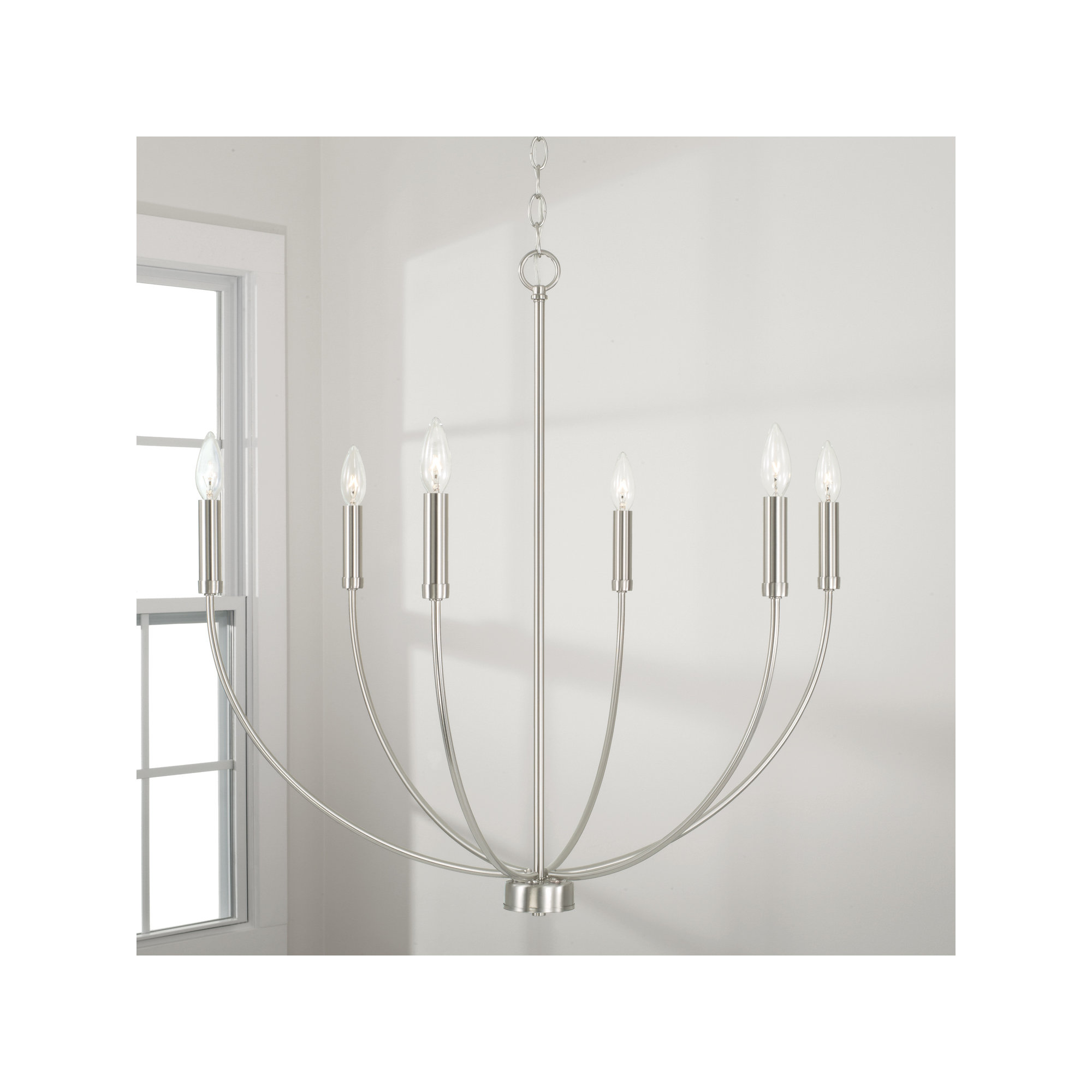Ansley Dimmable Classic / Traditional Chandelier, Brushed Nickel, 6 Lights