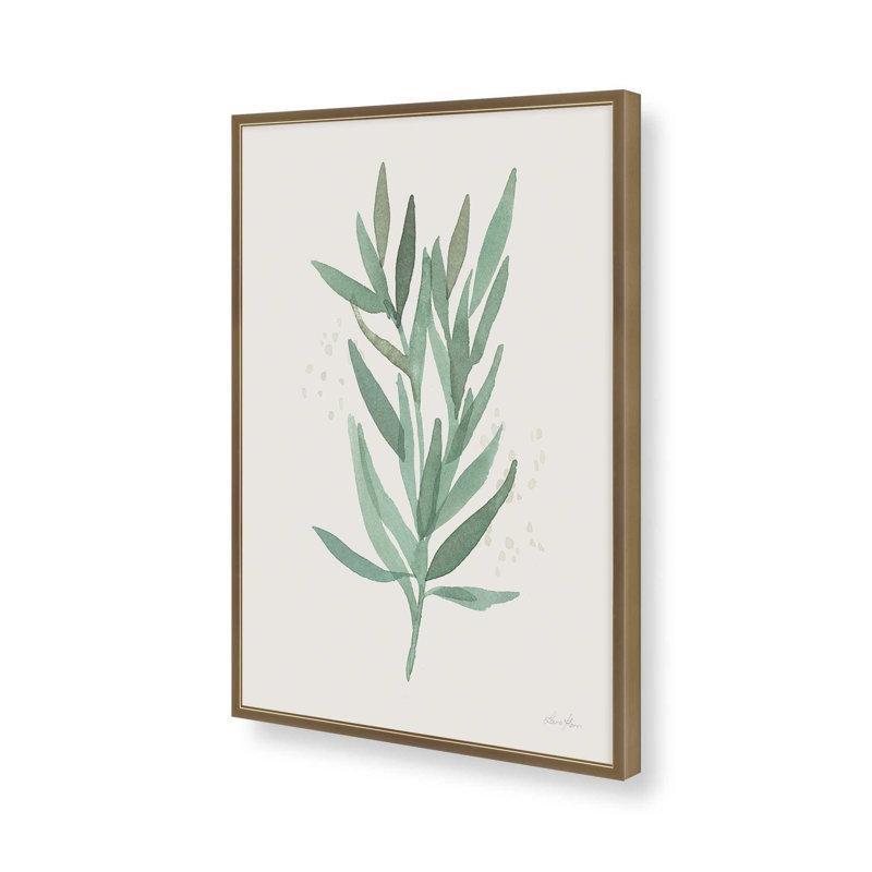 Imprimé «Green Leaf Impressions II», Cadre d'angle ouvert brossé doré, H 15,25 po x l 12,25 po